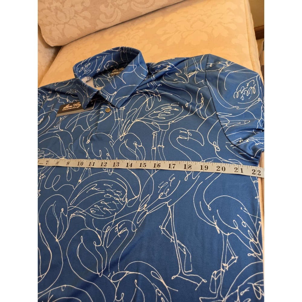 Ben Hogan Men's Linear Flamingo Perf Golf Polo Shirt Lapis Blue UV Sz M NEW! - Picture 8 of 12